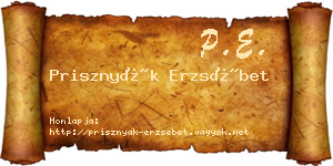 Prisznyák Erzsébet névjegykártya